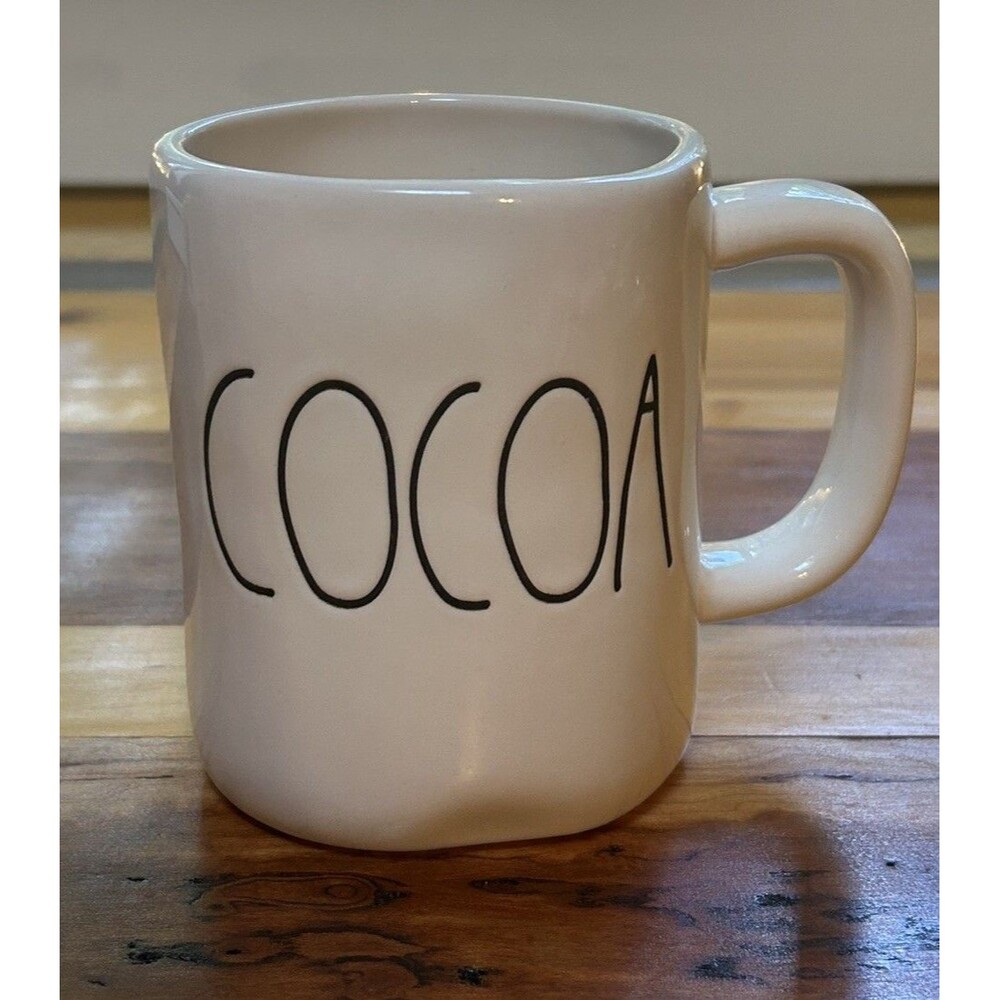 Rae Dunn Artisan Collection By Magenta COCOA Black Letters White Mug 4.75"